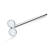 Dual Stone Silver Straight Nose Stud NSKA-630